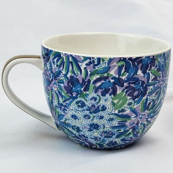 🔺️Lily Pulitzer Blue & Purple "High Maintenance" Ceramic 12oz Teacup - Picture 5 of 13